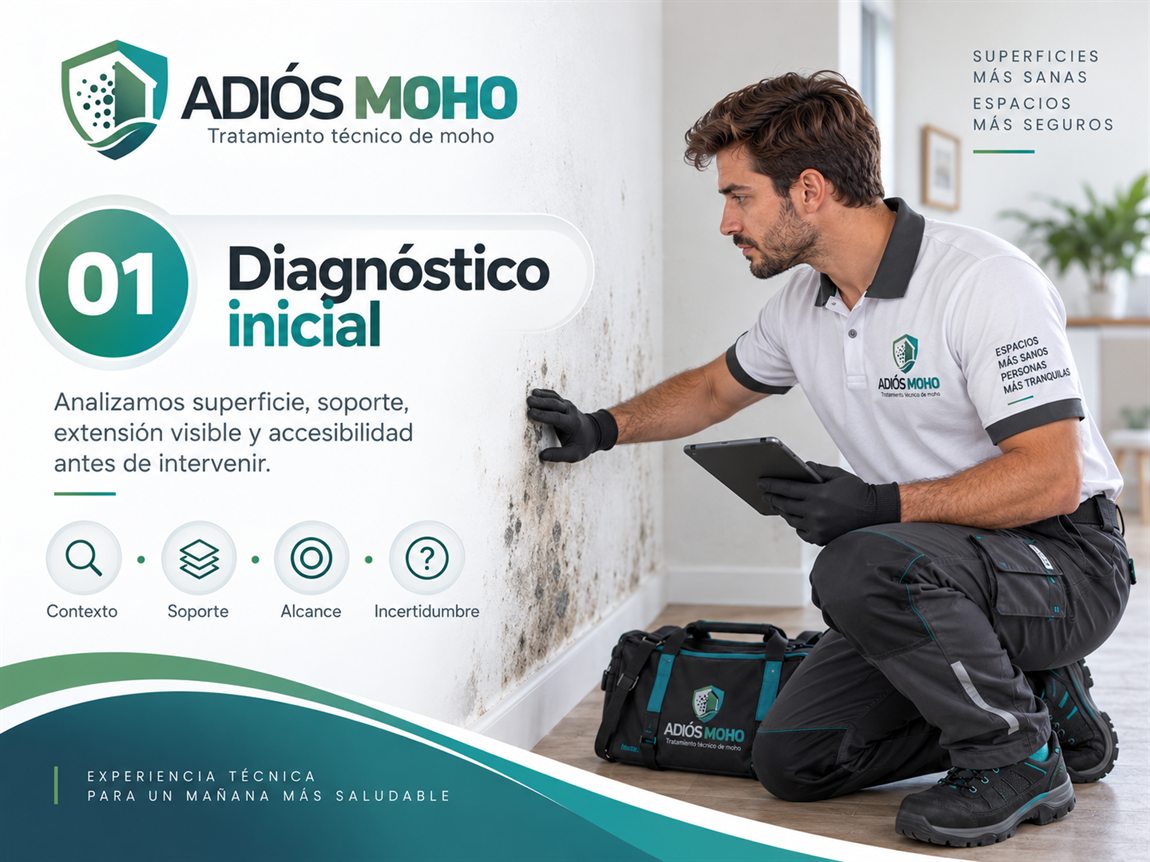 Tarjeta 01 del protocolo Adiós Moho: diagnóstico inicial.