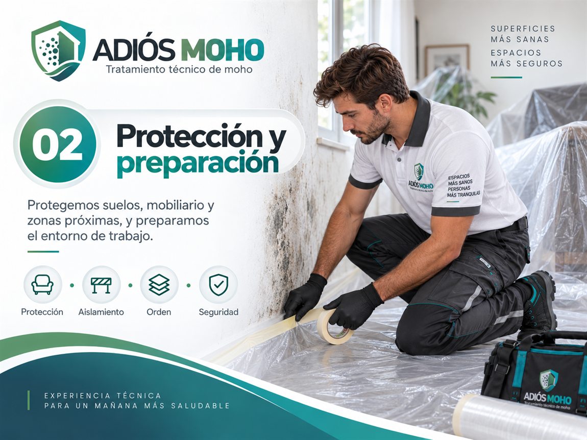 Tarjeta 02 del protocolo Adiós Moho: protección y preparación.