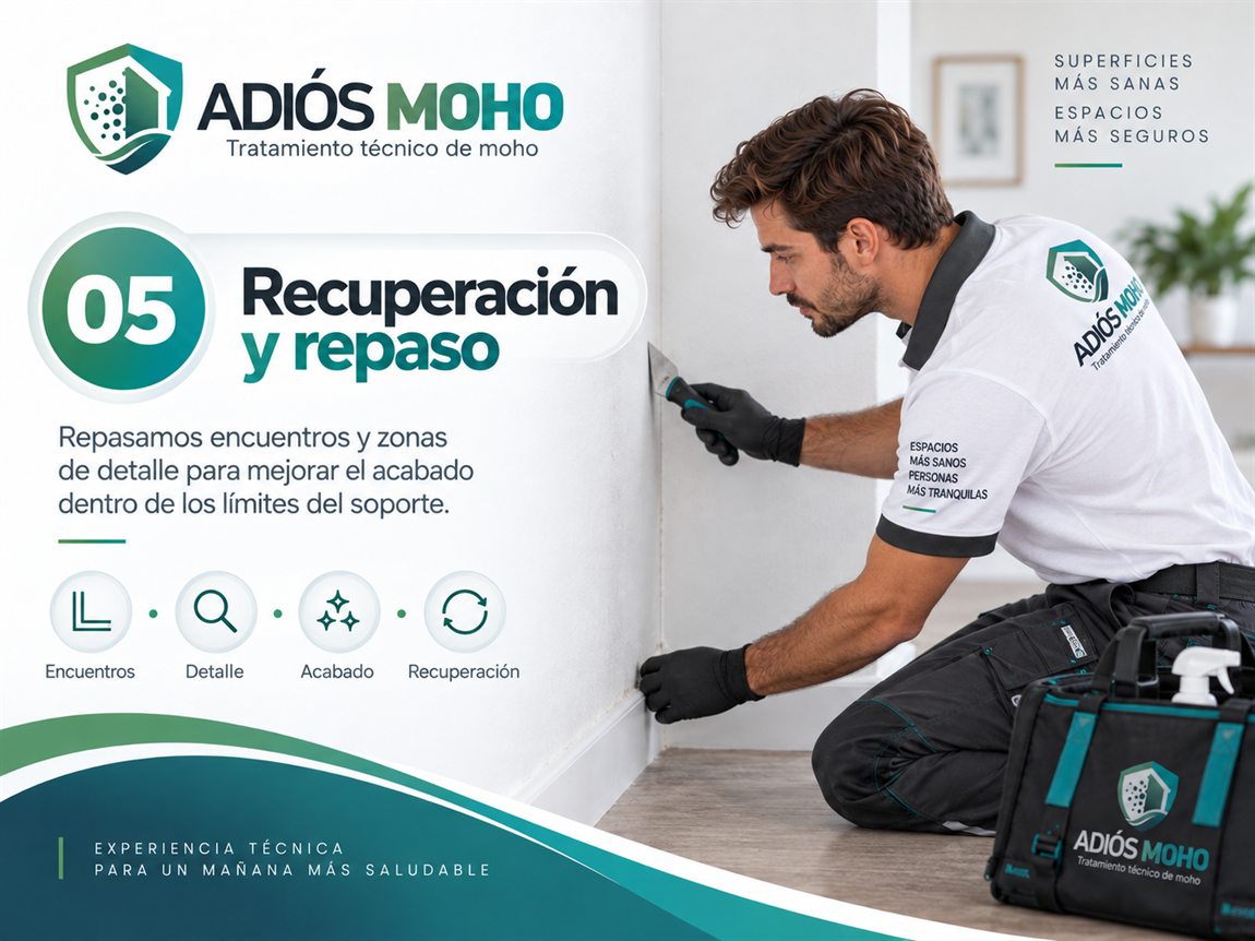 Tarjeta 05 del protocolo Adiós Moho: recuperación y repaso.