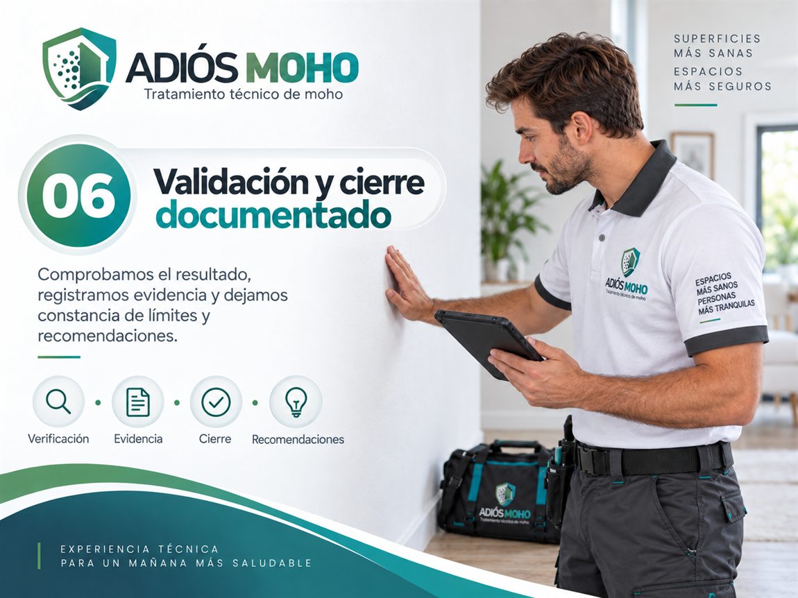 Tarjeta 06 del protocolo Adiós Moho: validación y cierre documentado.